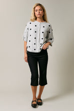 Load image into Gallery viewer, Le Lis Polka Dot Lightweight Sweater Cardigan in Heather Grey-Black Dot