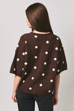 Load image into Gallery viewer, Le Lis Polka Dot Lightweight Sweater Cardigan in Brown-White Dot