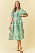 Load image into Gallery viewer, Doe & Rae Floral Print Midi Dress in Green