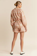 Load image into Gallery viewer, J.nna Plaid Pattern Front Zip Closure Top in Orange