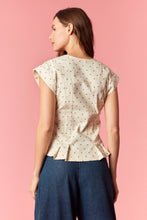 Load image into Gallery viewer, Peach Love Polka Dot Twill Denim Button Up Pleated Vest in Cream/Taupe