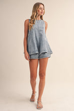 Load image into Gallery viewer, Klesis Denim Longline Sleeveless Top And Shorts Set in Light Denim