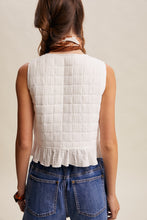 Load image into Gallery viewer, Listicle Embroidered Tie-front Quilted Vest in Ivory