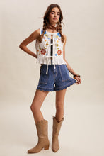 Load image into Gallery viewer, Listicle Embroidered Tie-front Quilted Vest in Ivory