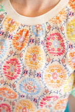 Load image into Gallery viewer, VOY Floral Embroidered Print Bubble Sleeve Top in Multi