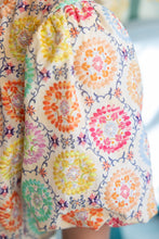 Load image into Gallery viewer, VOY Floral Embroidered Print Bubble Sleeve Top in Multi