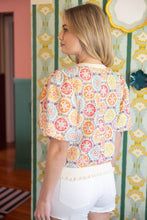 Load image into Gallery viewer, VOY Floral Embroidered Print Bubble Sleeve Top in Multi