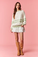 Load image into Gallery viewer, Peach Love Floral Printed Sweatshirt with Grosgrain Lace in Cream/Sage