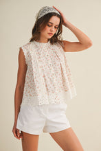 Load image into Gallery viewer, LovLov Petal Charm Ruffle Neck Lace Trim Top in Ivory Floral