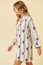 Load image into Gallery viewer, Doe & Rae Geometric and Floral Print Kaftan Dress in Off White/Navy