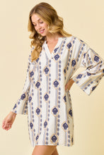 Load image into Gallery viewer, Doe & Rae Geometric and Floral Print Kaftan Dress in Off White/Navy