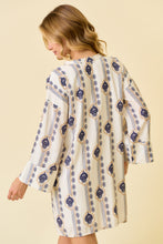 Load image into Gallery viewer, Doe & Rae Geometric and Floral Print Kaftan Dress in Off White/Navy