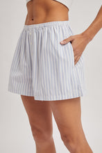 Load image into Gallery viewer, Wishlist Button Detail Striped Shorts in Off White/Navy