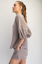Load image into Gallery viewer, Rae Mode French Terry Bubbled Half Sleeve Top in Stone Taupe