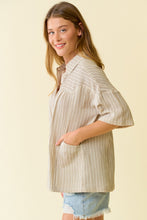 Load image into Gallery viewer, Doe & Rae Cotton Double Gauze Striped Button Down Top in Ivory