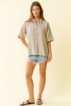 Load image into Gallery viewer, Doe & Rae Cotton Double Gauze Striped Button Down Top in Ivory