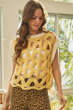 Load image into Gallery viewer, LovLov Soft Luxury Ripple Form Open Knit Vest in Buttercream Yellow
