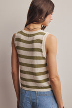 Load image into Gallery viewer, Forte Striped Button Front Knit Vest in Sage
