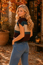 Load image into Gallery viewer, Sew in Love Short Sleeve Color Block Stripe Knit Top in Mocha/Taupe
