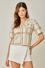 Load image into Gallery viewer, Mystree Plaid Sweater Jacket in Almond Mix