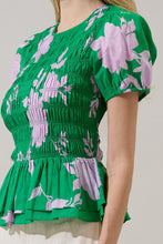 Load image into Gallery viewer, Sugarlips Zama Floral Katti Smocked Top in Kelly-Pink Multi