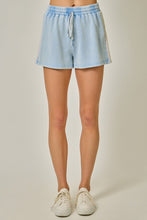 Load image into Gallery viewer, Mystree Color Blocked Terry Shorts in Soft Blue/Lavender (SHORTS ONLY)