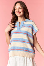 Load image into Gallery viewer, Peach Love Americana Jacquard Knit Striped Top in Cream/Light Blue