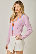 Load image into Gallery viewer, Mystree Button Front Cardigan in Bubble Gum