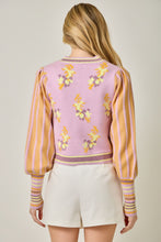 Load image into Gallery viewer, Mystree Floral Sweater Bomber Jacket in Rose/Orange