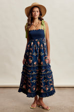 Load image into Gallery viewer, Listicle Floral Smocked Tiered Maxi Dress in Navy