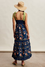 Load image into Gallery viewer, Listicle Floral Smocked Tiered Maxi Dress in Navy