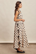 Load image into Gallery viewer, Listicle Polka Dot Bow Detail Maxi Dress in Ecru Black