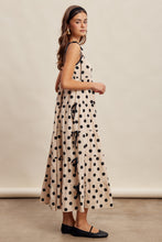 Load image into Gallery viewer, Listicle Polka Dot Bow Detail Maxi Dress in Ecru Black