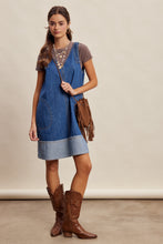 Load image into Gallery viewer, Listicle Contrast Hem Denim Shift Dress in Washed Cobalt