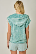 Load image into Gallery viewer, Mystree Comfy Washed Hoodie Top in Washed Emerald
