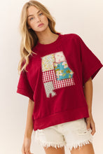 Load image into Gallery viewer, Oddi OVERSIZED State of ALABAMA Patched Sweatshirt in Dark Red