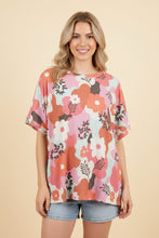 Load image into Gallery viewer, Heimish Ribbed Knit Floral Print Top in Coral Multi
