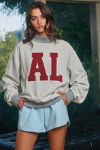 Load image into Gallery viewer, BucketList 'ALABAMA & AL' Reversible Floral Mock Neck Sweatshirt in Grey