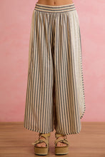 Load image into Gallery viewer, BiBi Striped Eyelet Side Elastic Waist Wide Leg Pants in Black