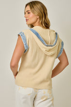 Load image into Gallery viewer, Mystree Hooded Top with Denim Trim in Washed Oat
