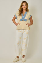 Load image into Gallery viewer, Mystree Hooded Top with Denim Trim in Washed Oat