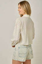 Load image into Gallery viewer, Mystree Embroidered Pinstripe Top in Ivory