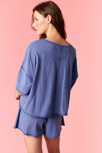 Load image into Gallery viewer, Peach Love Garment Dyed Slub Jersey Crop Top And Skort Set Royal Blue