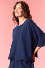 Load image into Gallery viewer, Peach Love Garment Dyed Slub Jersey Crop Top And Skort Set Navy