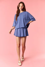 Load image into Gallery viewer, Peach Love Garment Dyed Slub Jersey Crop Top And Skort Set Royal Blue