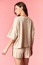 Load image into Gallery viewer, Peach Love Garment Dyed Slub Jersey Crop Top And Skort Set Beige