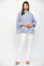 Load image into Gallery viewer, FATE Embroidery Detailed Stripe Button Down Top in White Blue