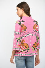 Load image into Gallery viewer, Fate Front Neck Tie Print Knit Sweater in Pink Multi ON ORDER