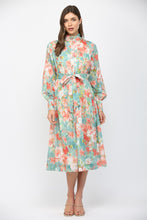 Load image into Gallery viewer, FATE Waist Tie Floral Print Midi Dress in Seafoam Multi