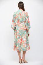Load image into Gallery viewer, FATE Waist Tie Floral Print Midi Dress in Seafoam Multi